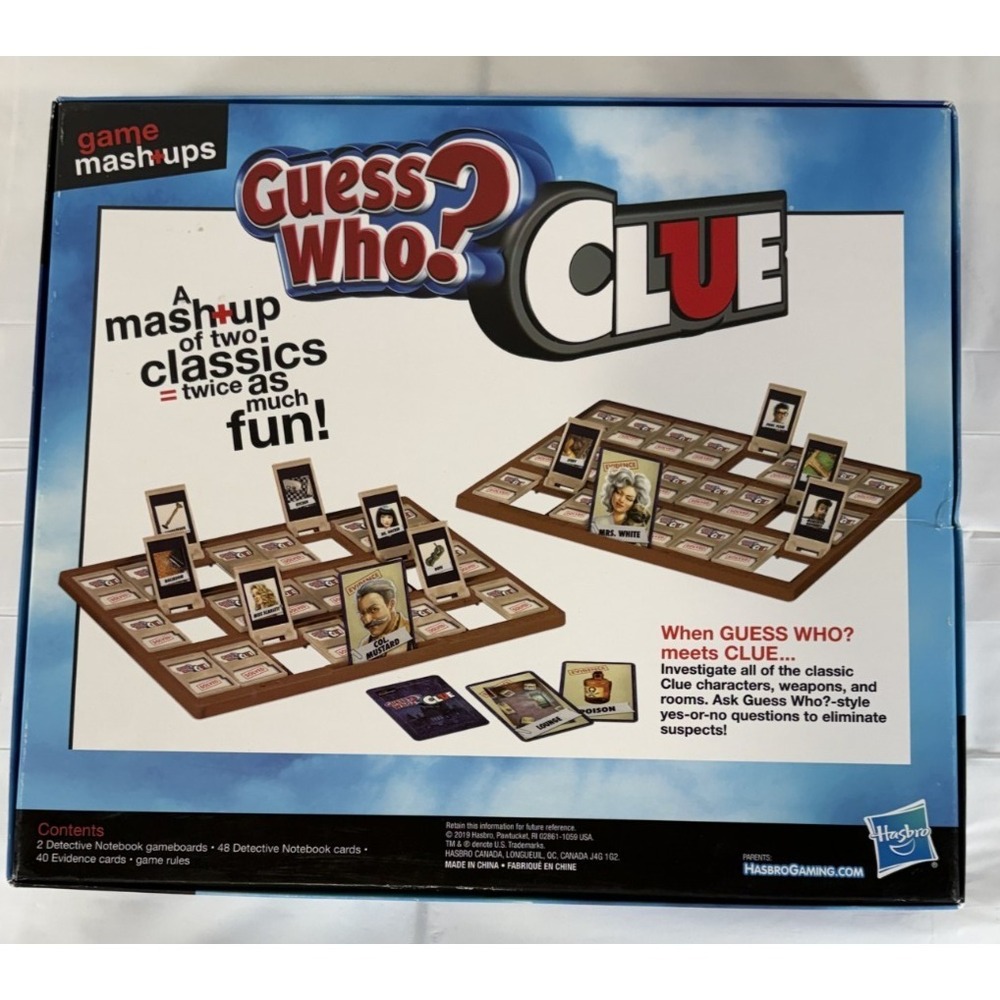 Guess Who? Clue Board Card Game Mashup Hasbro 2019 COMPLETE Rare - Hard to Find - Picture 2 of 11